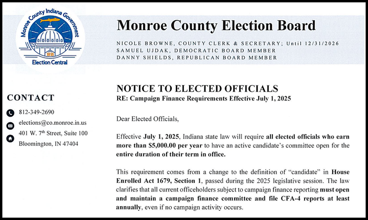 Even elected officials who don't plan to run again are 'candidates' under new Indiana state law, must file paperwork