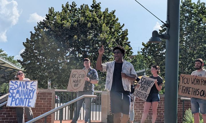 Housing advocates rally at Bloomington city hall as two key public bodies trade blame