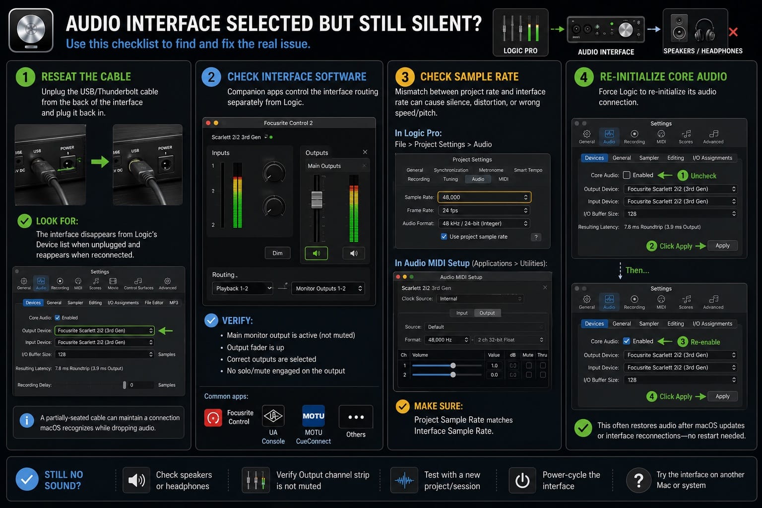 Audio Interface Selected but Still Silent
