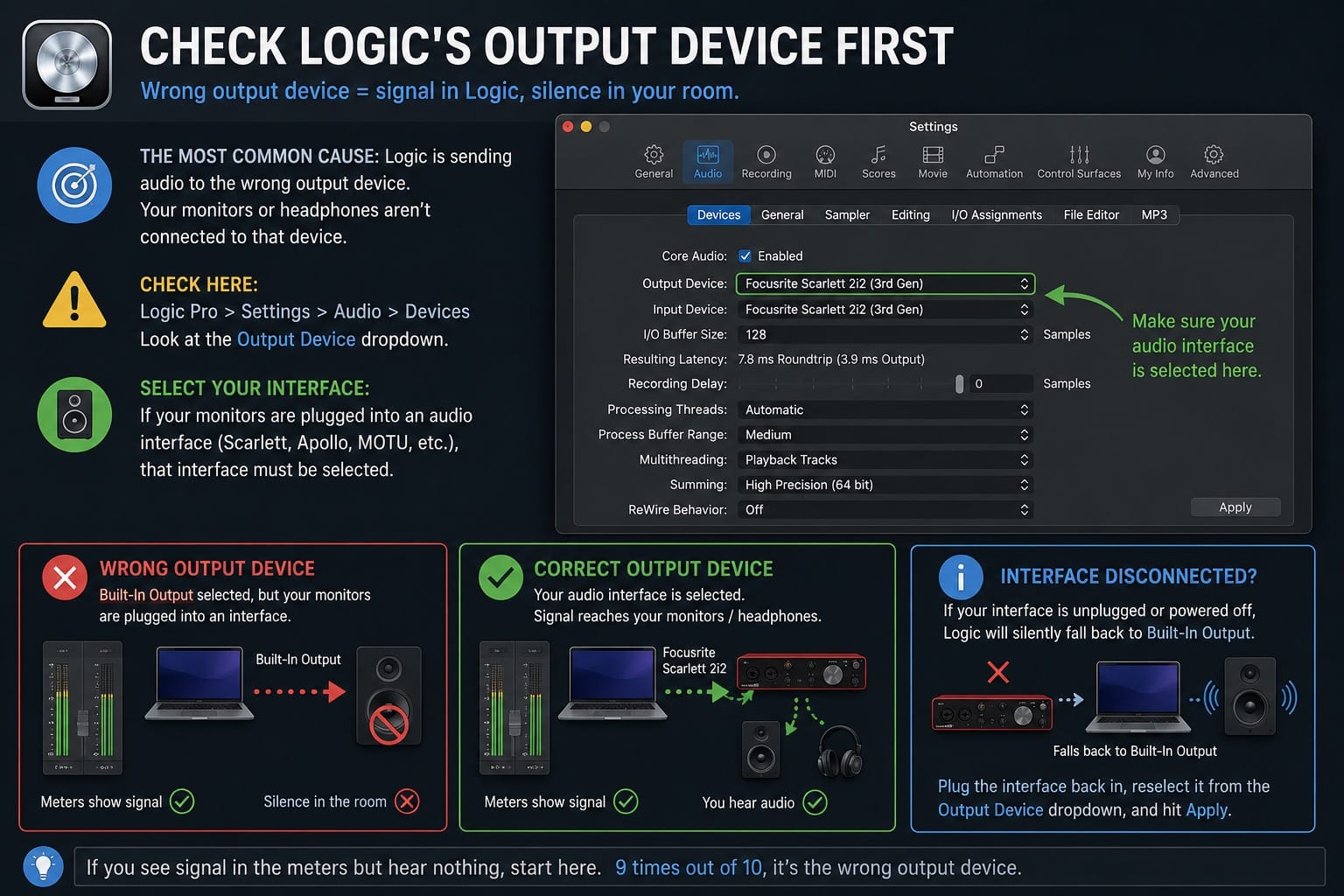 Check Logic's Output Device First