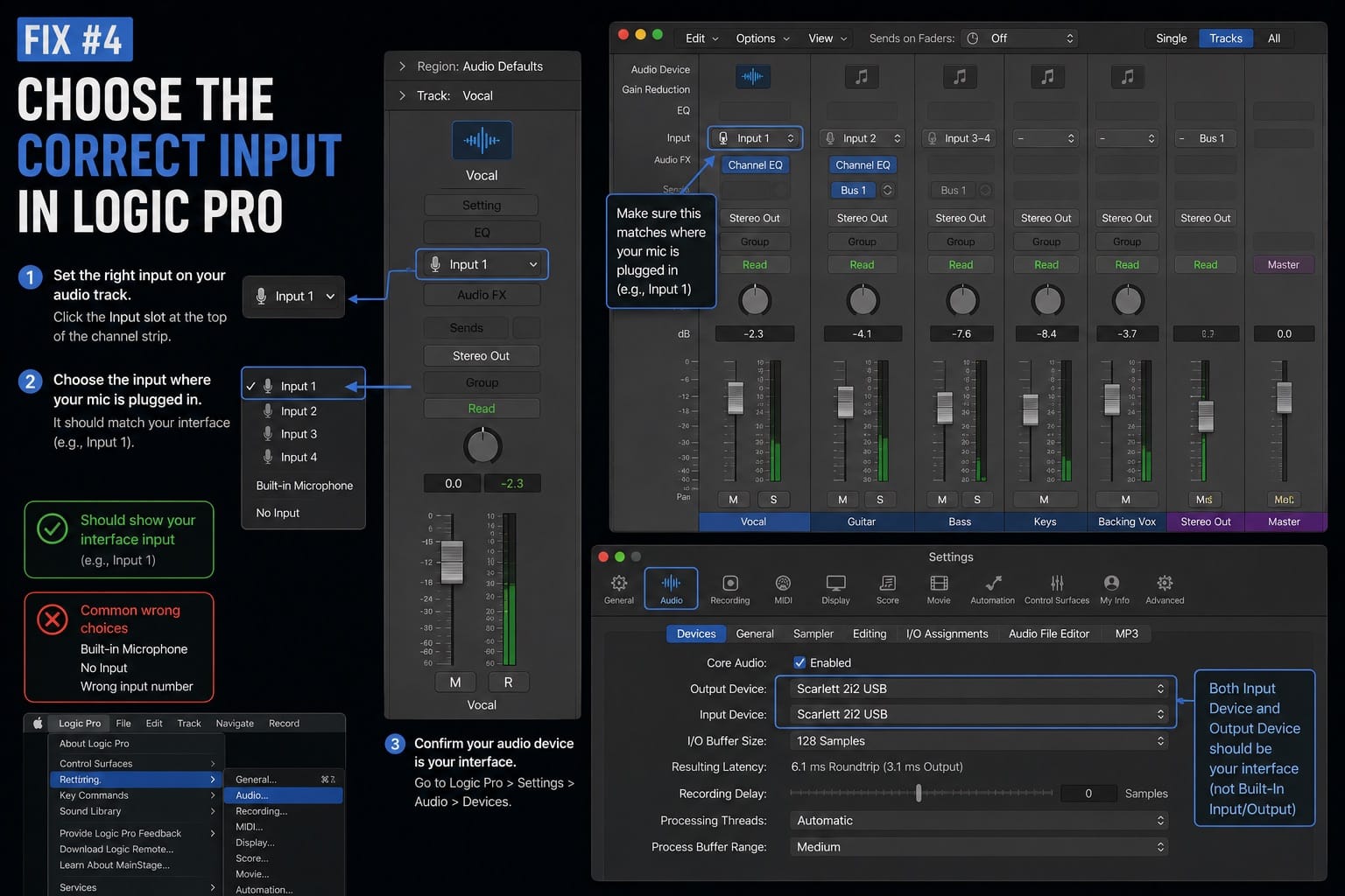 Fix 4 Choose the Correct Input in Logic Pro