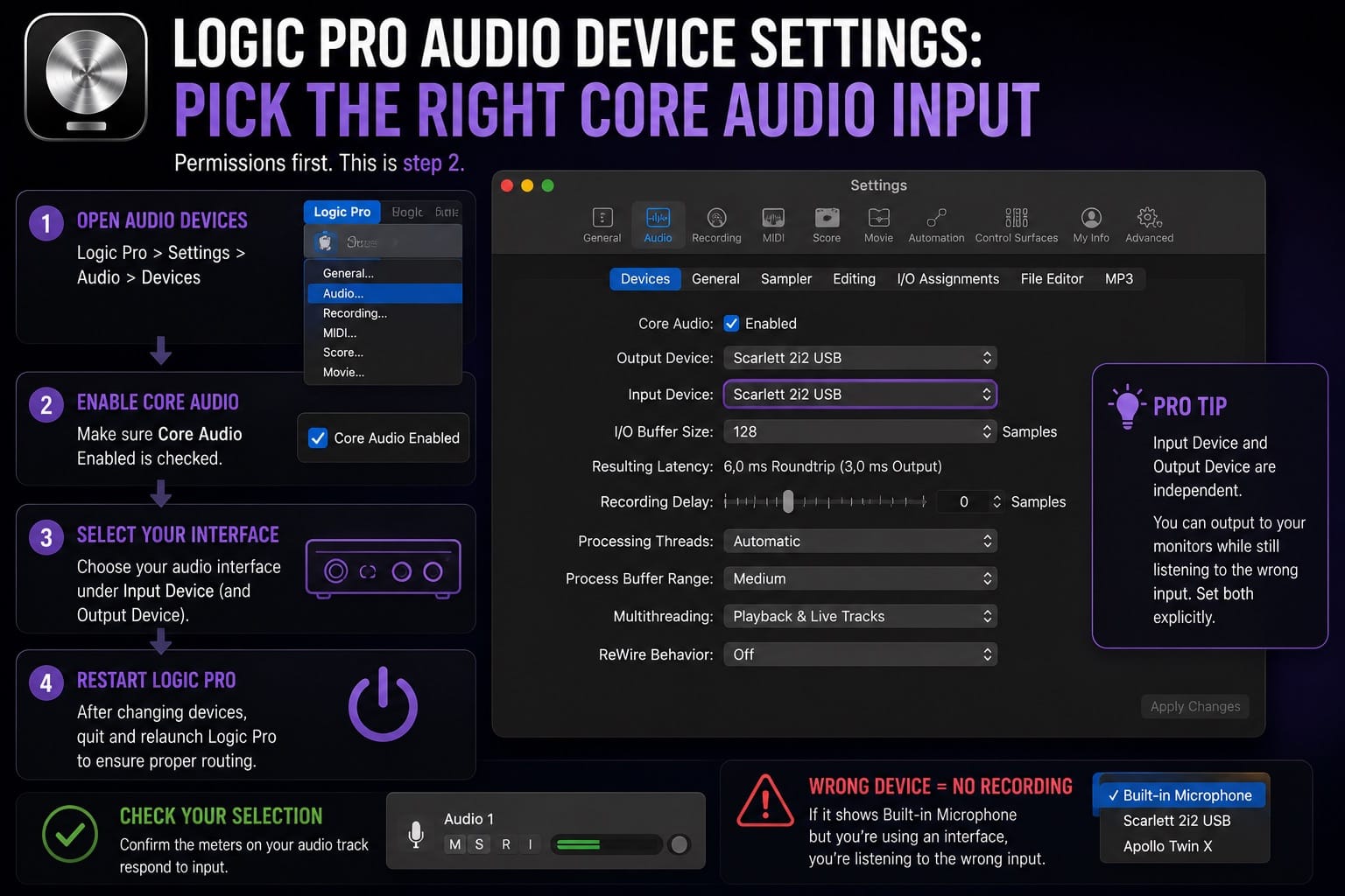 Logic Pro Audio Device Settings Pick the Right Core Audio Input