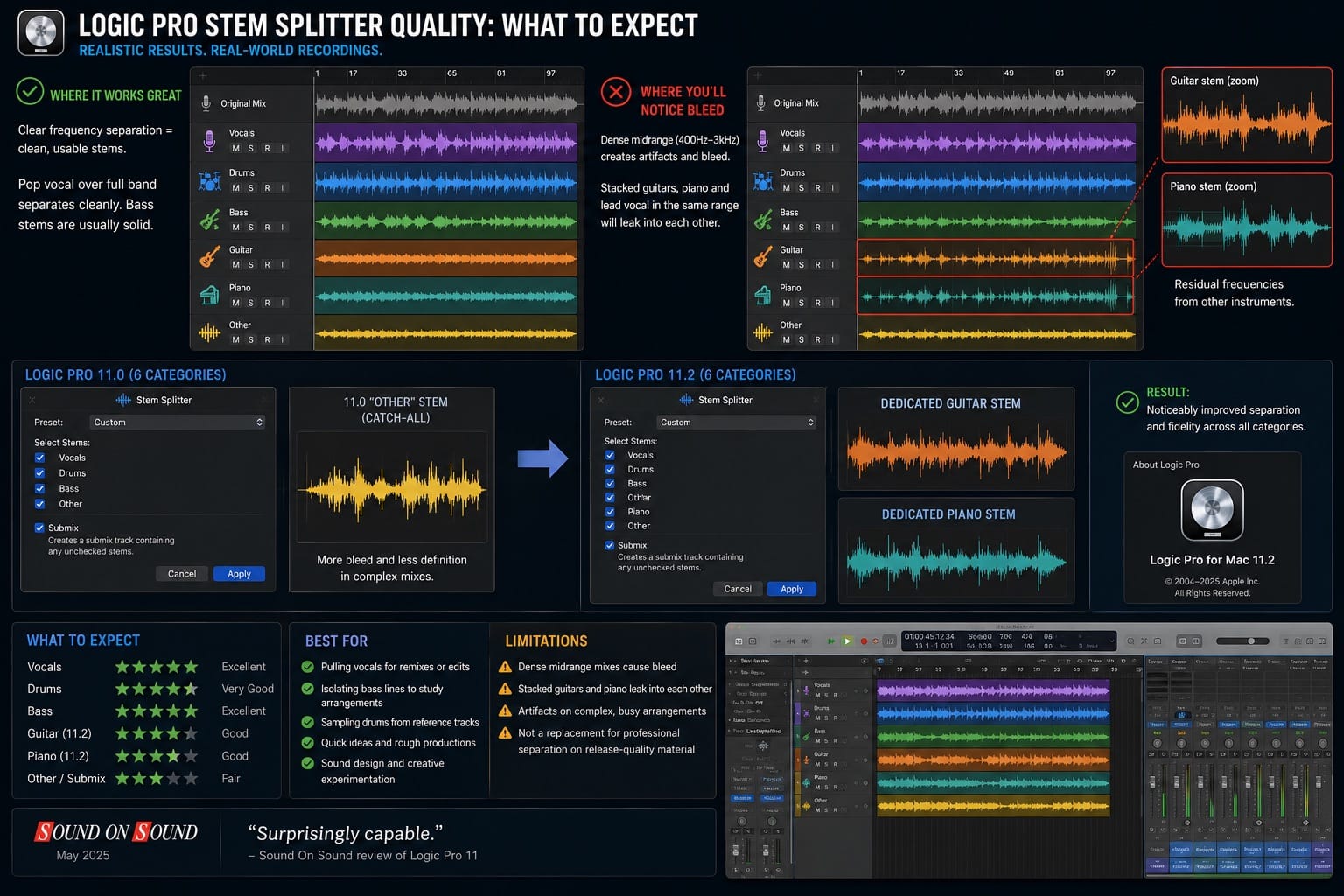 Logic Pro Stem Splitter Quality What to Expect