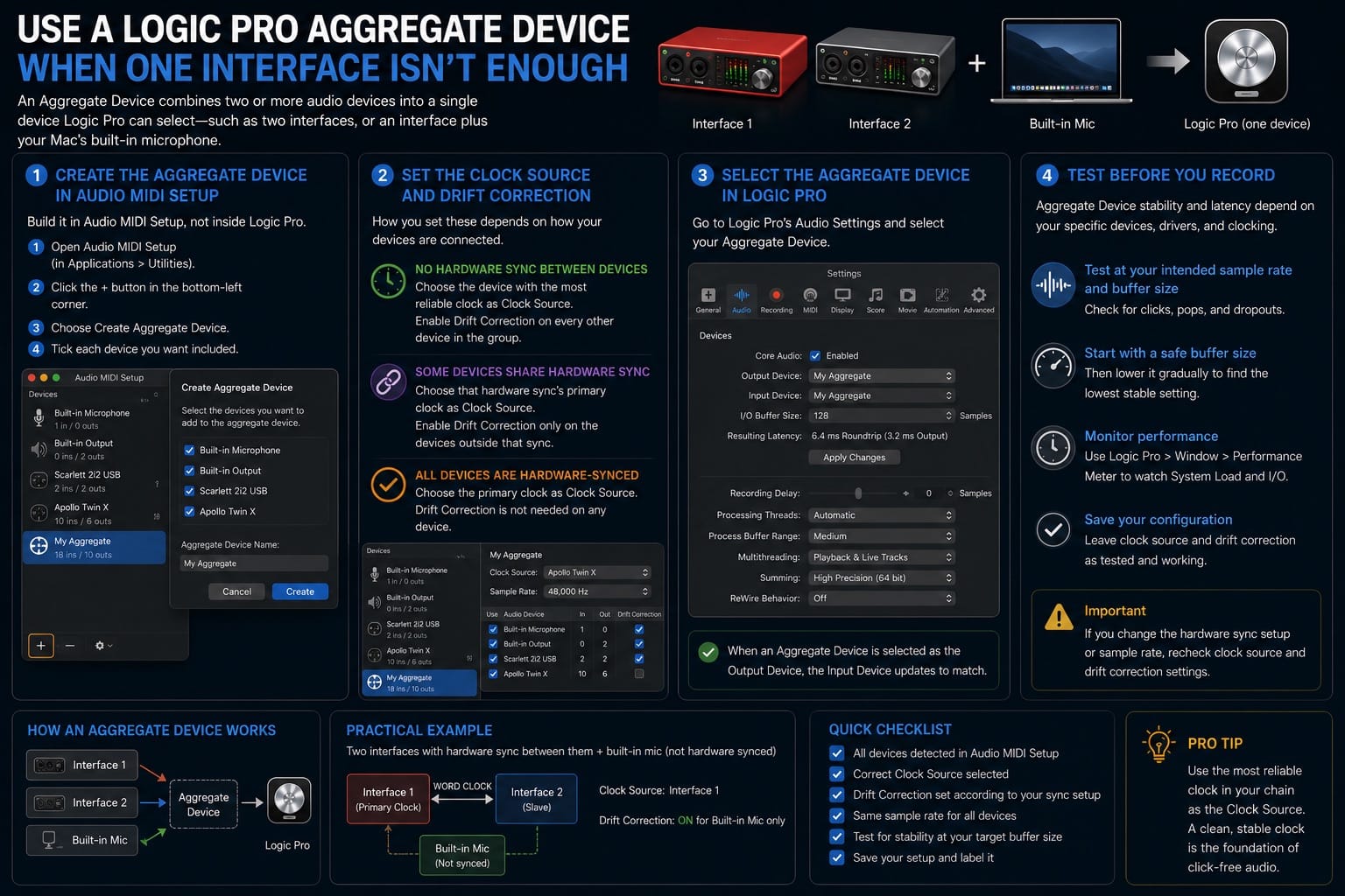 Infographic: using an aggregate device when one audio interface is not enough