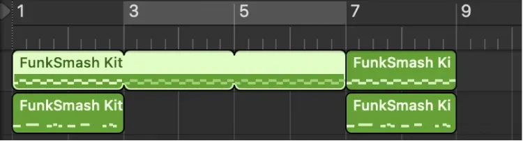Logic Pro MIDI region shown as a loop and as separate editable copies