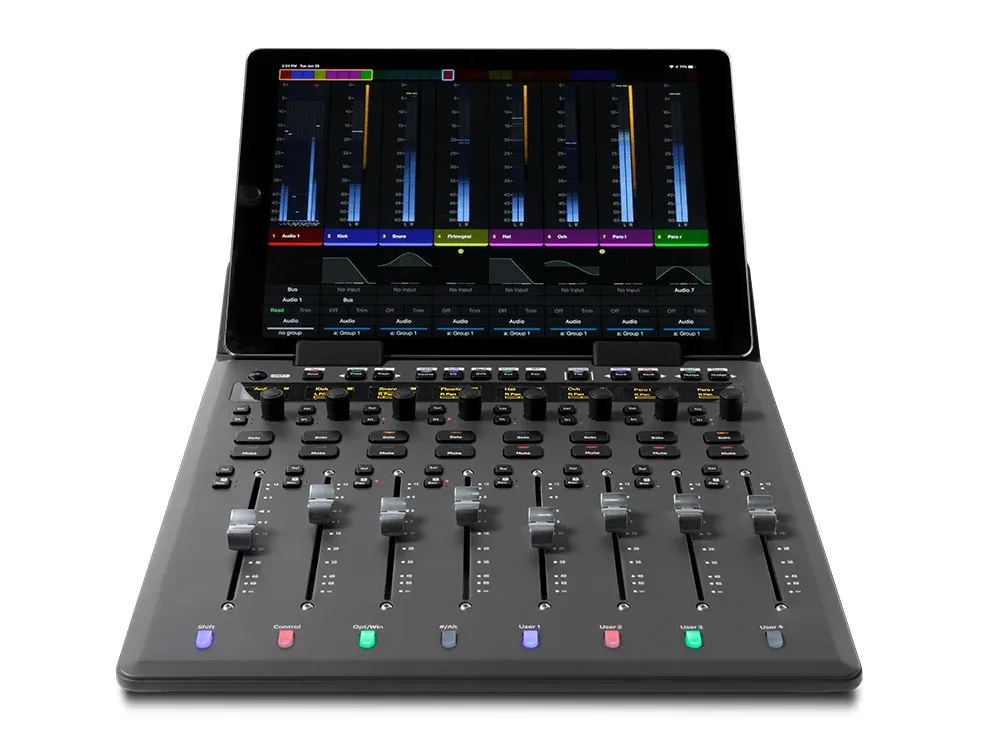 Avid S1 eight-fader EUCON surface with tablet metering display