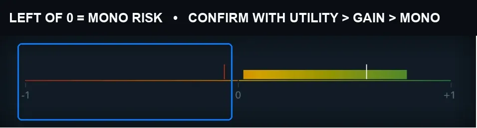 Logic Pro Correlation Meter scale from minus one to plus one