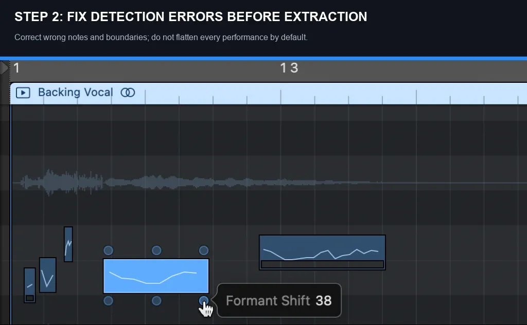 Flex Pitch note detection in Logic Pro before creating MIDI data