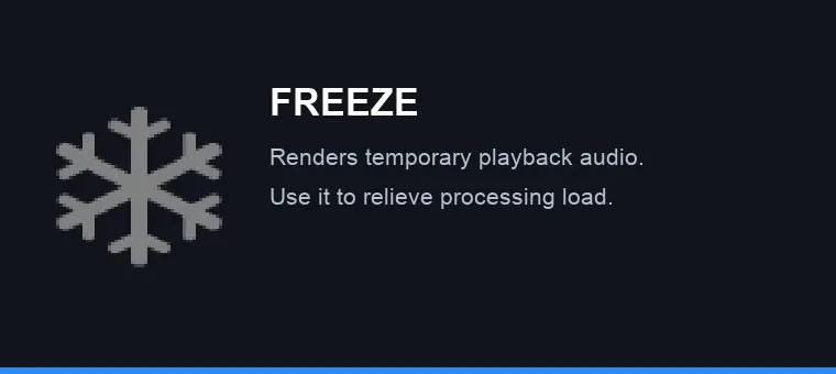 Logic Pro Freeze button for temporary CPU-saving track render
