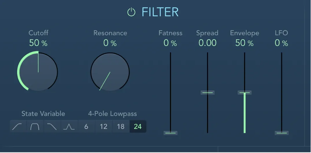 Logic Pro AutoFilter cutoff resonance and filter mode controls