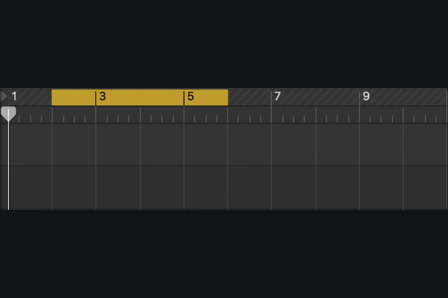 Logic Pro yellow cycle area spanning bars one through six