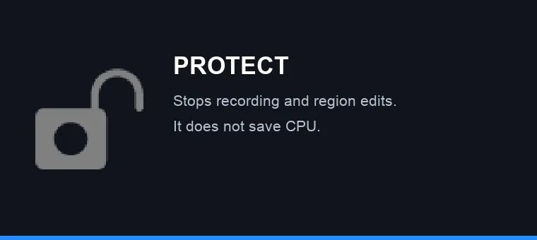 Logic Pro Protect button for locking track regions