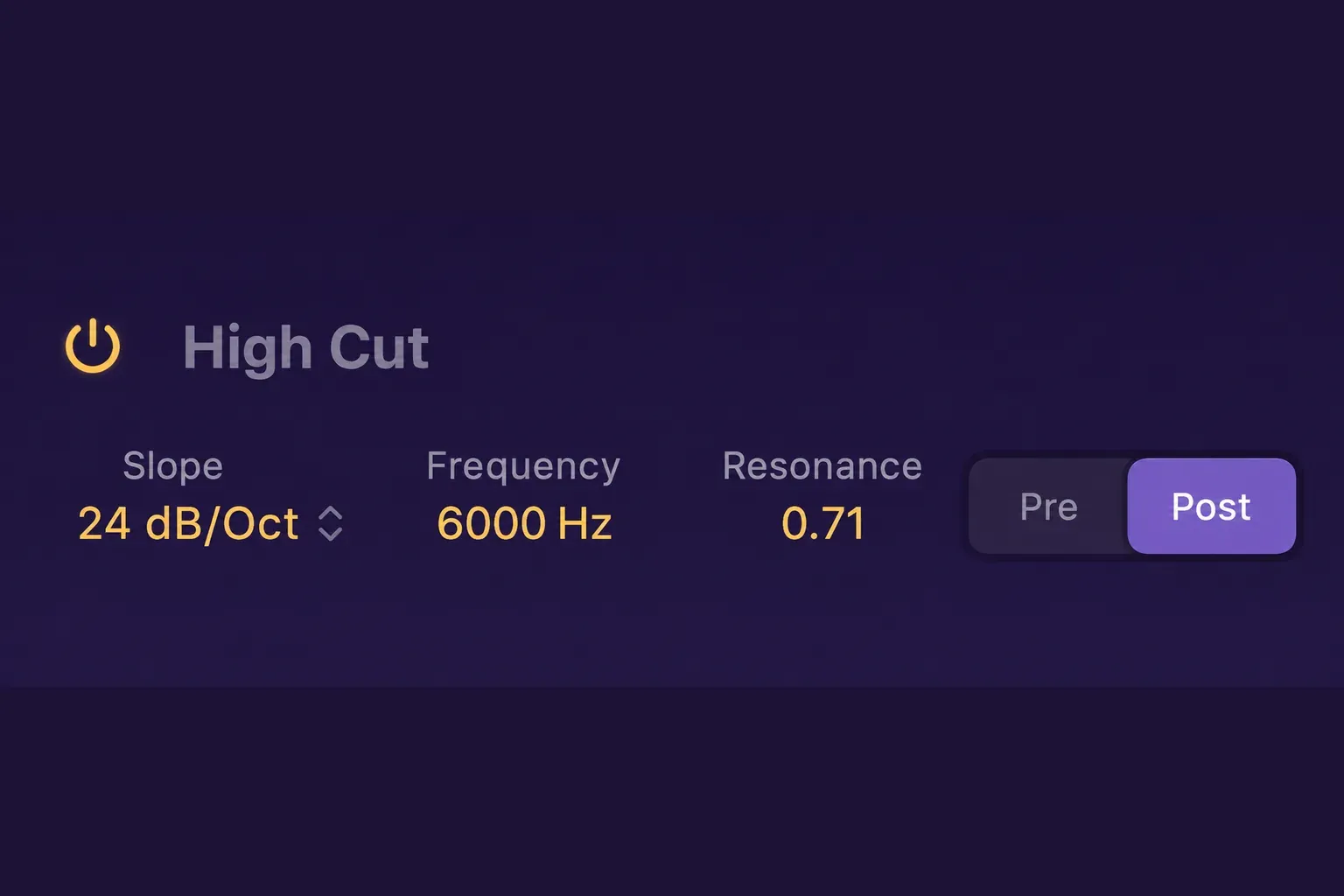 ChromaGlow High Cut enabled at 6000 Hz with 24 dB per octave slope and Post selected