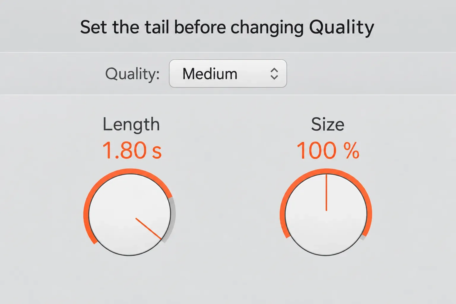 Space Designer Quality set to Medium with Length at 1.80 seconds and Size at 100 percent