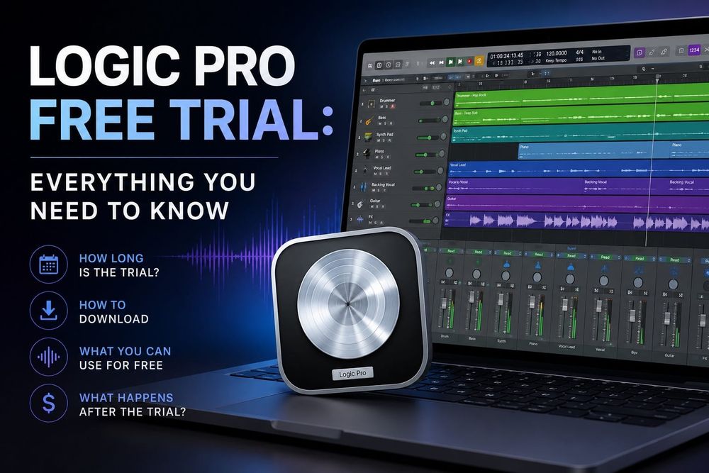 Logic Pro free trial setup screen on a Mac