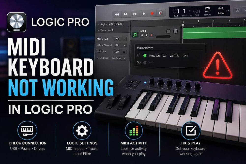 MIDI keyboard not working in Logic Pro: detection, channel and controller fixes