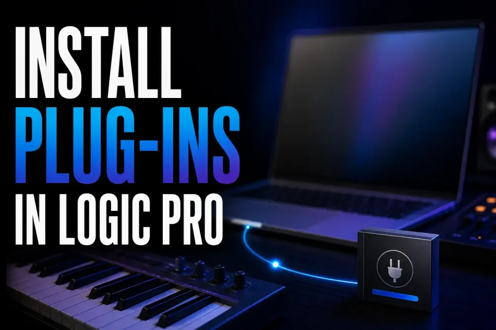How to install plug-ins in Logic Pro with an Audio Unit installer connected to a Mac music-production setup