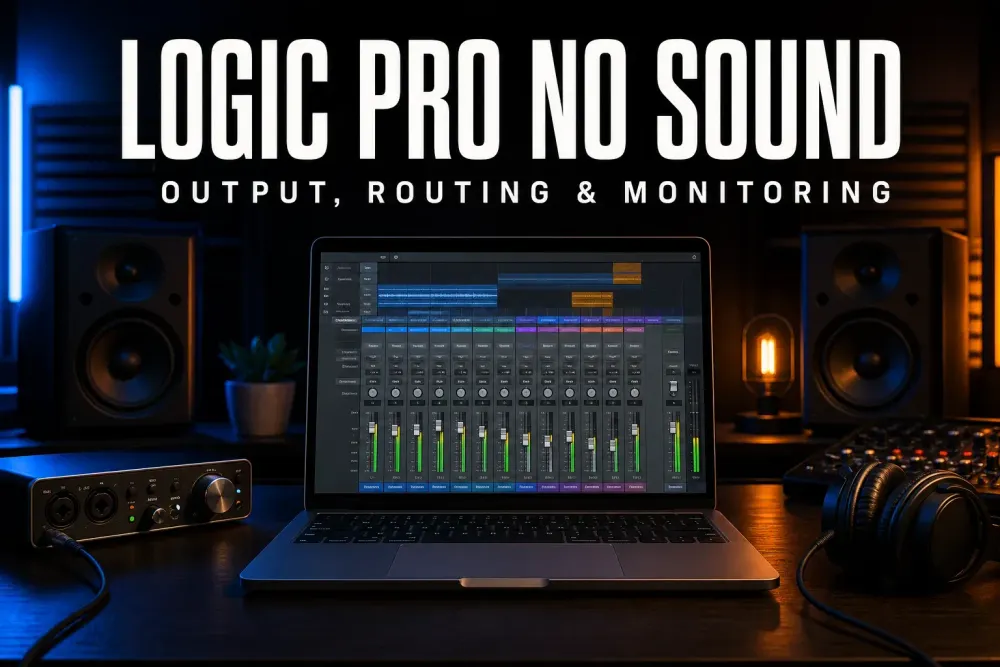 Logic Pro no sound with moving mixer meters, an audio interface and silent monitors