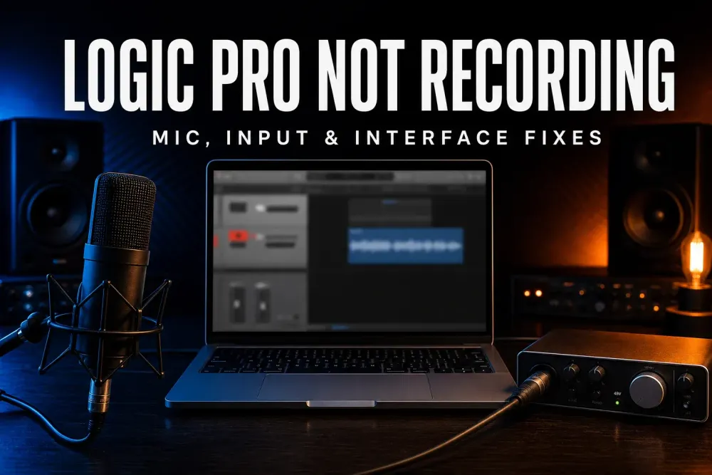 Logic Pro not recording audio with a microphone, MacBook and USB audio interface
