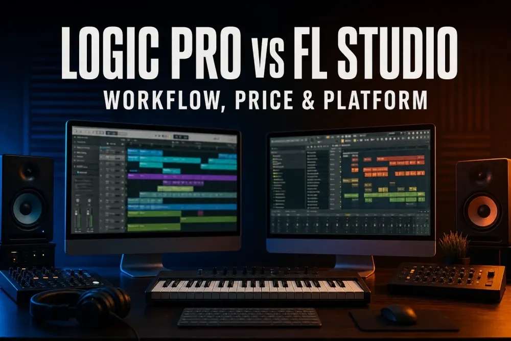 Logic Pro and FL Studio workstations compared for workflow, price and platform support