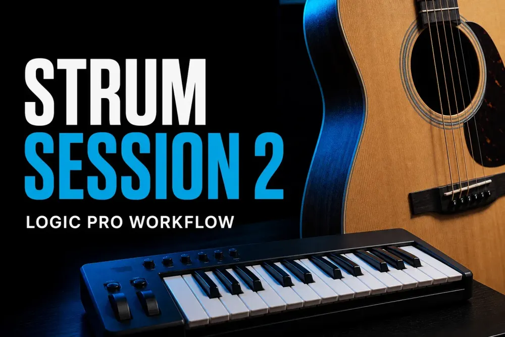 Acoustic guitar and MIDI keyboard for Strum Session 2 in Logic Pro