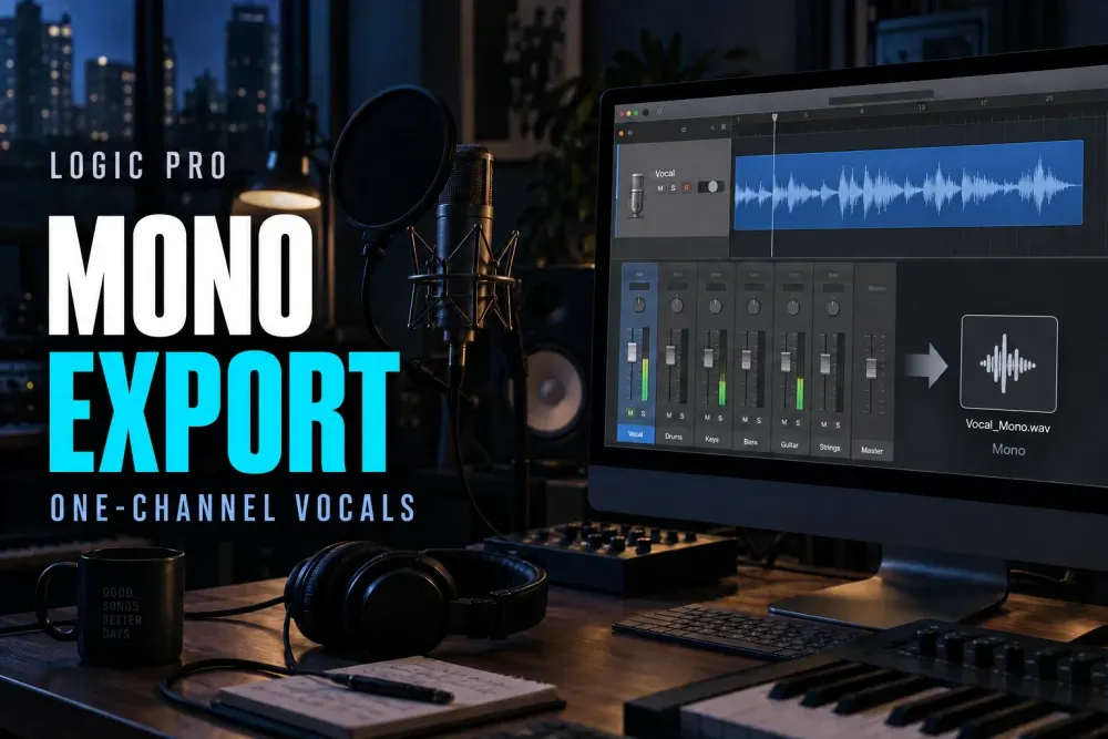 Logic Pro mono vocal export from a vocal track to a one-channel audio file