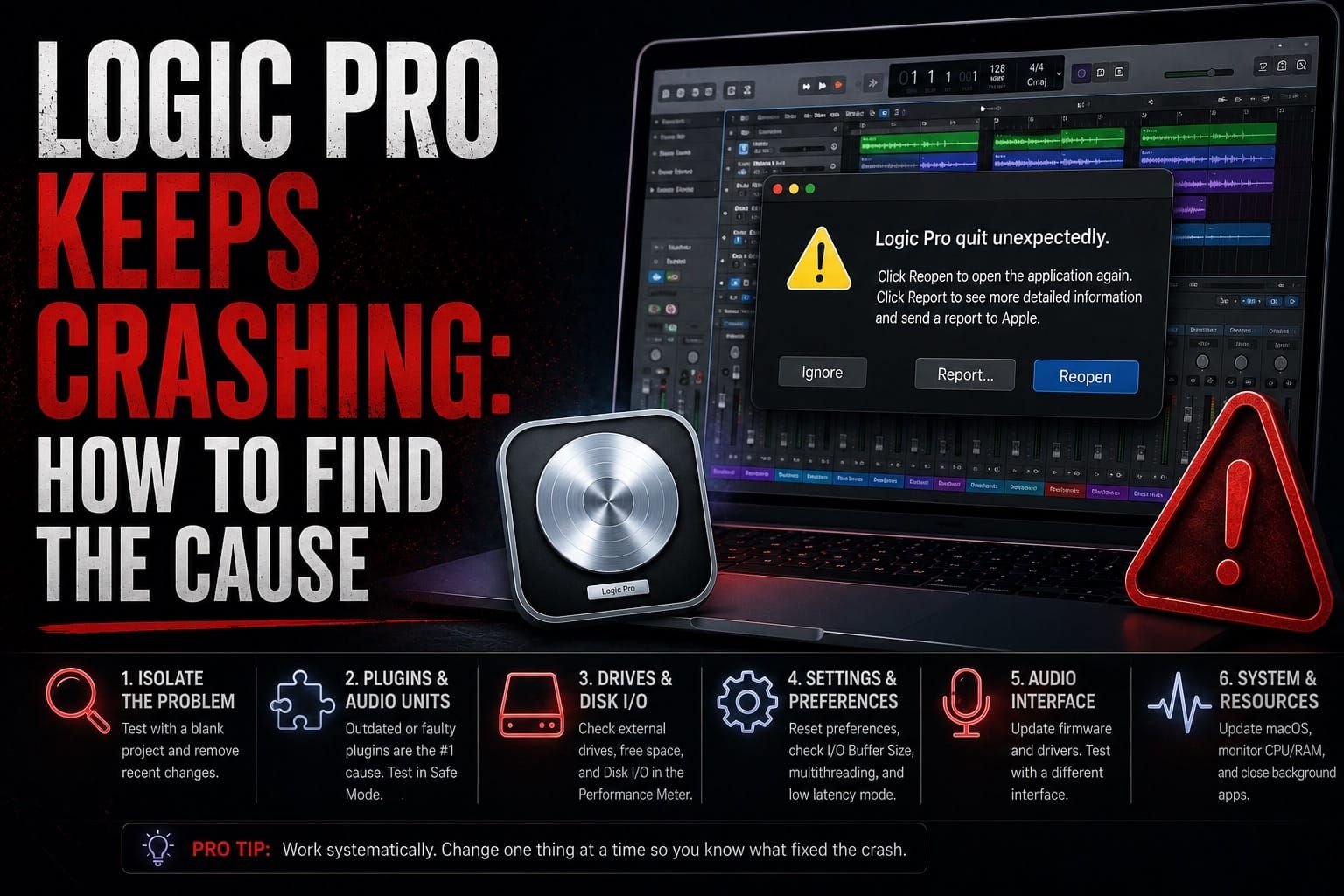 Logic Pro keeps crashing: how to find the cause and fix it