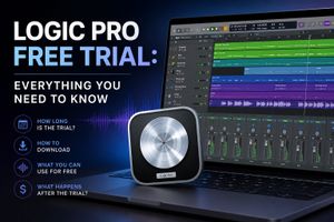 Logic Pro free trial setup screen on a Mac
