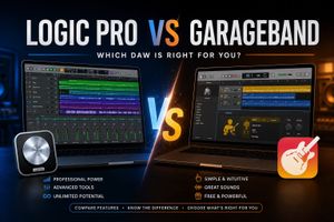 Logic Pro and GarageBand workspace comparison for Mac
