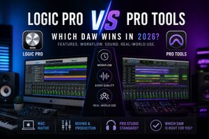 Logic Pro and Pro Tools interfaces compared for workflow, audio quality and production