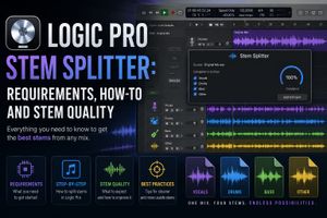Logic Pro Stem Splitter separating a project into vocals, drums, bass and other stems