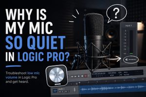 Microphone, Logic Pro track and low input level used to troubleshoot a quiet mic
