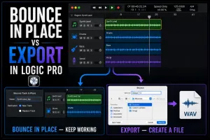 Processed track printed inside a project beside separate exported audio files
