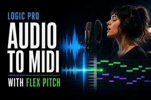 Vocal audio converted to MIDI notes with Flex Pitch in Logic Pro
