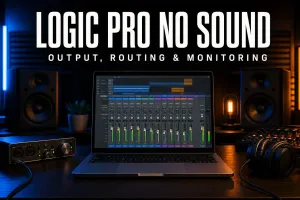 Logic Pro no sound with moving mixer meters, an audio interface and silent monitors