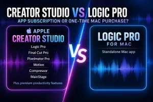 Apple Creator Studio app subscription compared with the standalone Logic Pro Mac purchase