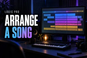 Logic Pro song arrangement workflow with mapped sections across a full timeline