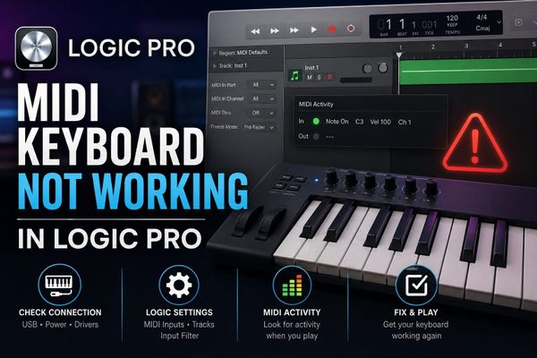 MIDI keyboard not working in Logic Pro: detection, channel and controller fixes