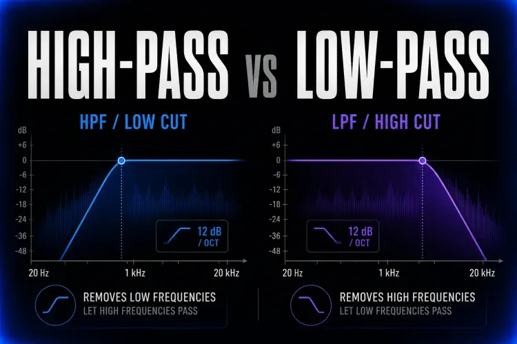 High-pass and low-pass filter curves for Logic Pro