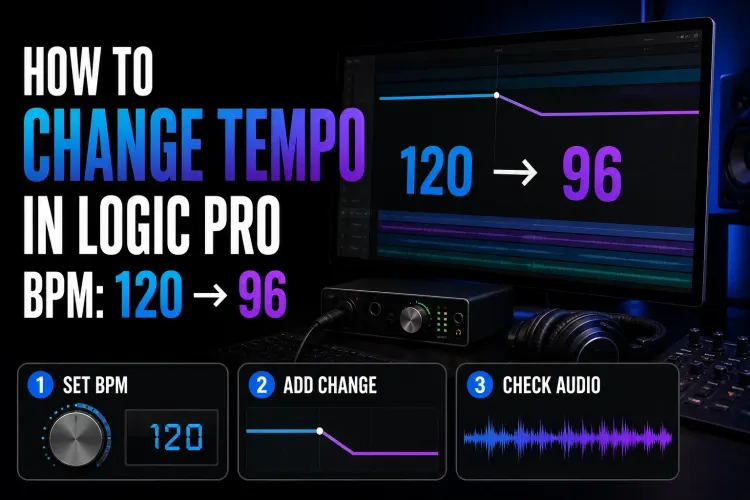 Logic Pro tempo workflow changing a project from 120 to 96 BPM