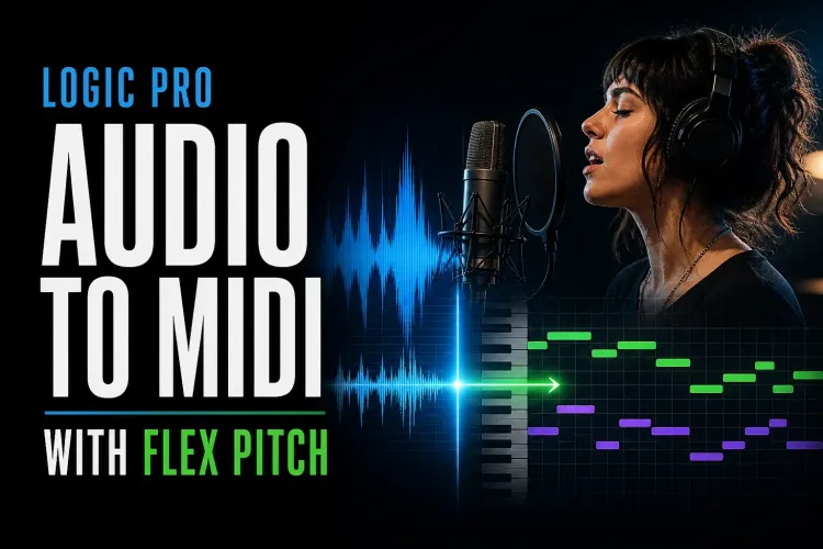 Vocal audio converted to MIDI notes with Flex Pitch in Logic Pro