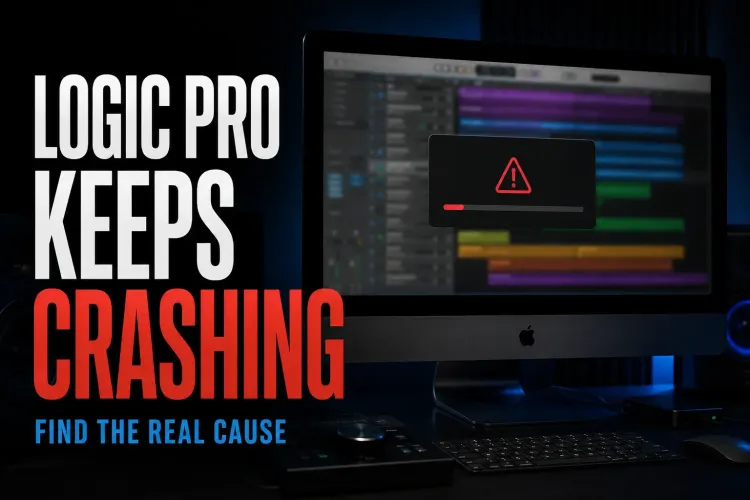 Logic Pro keeps crashing troubleshooting cover with an interrupted music project on a Mac