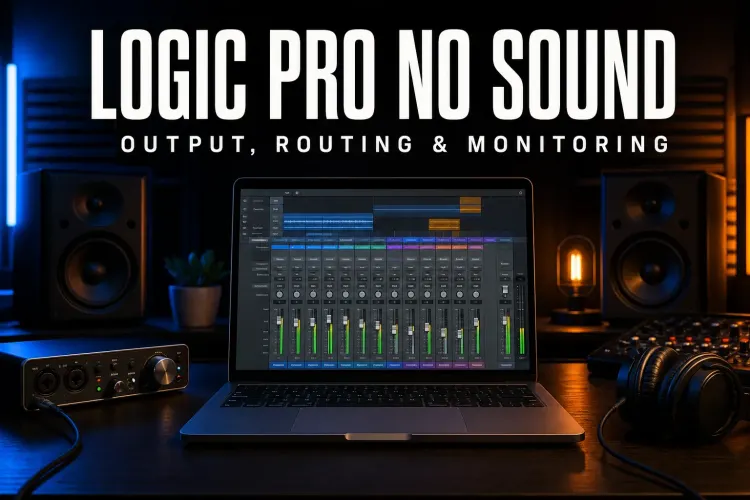 Logic Pro no sound with moving mixer meters, an audio interface and silent monitors