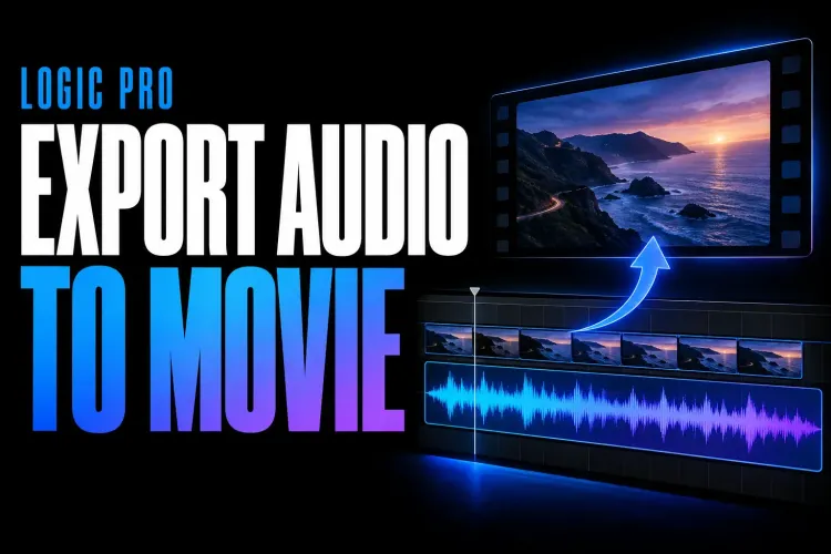Logic Pro audio waveform being embedded into a movie timeline for export