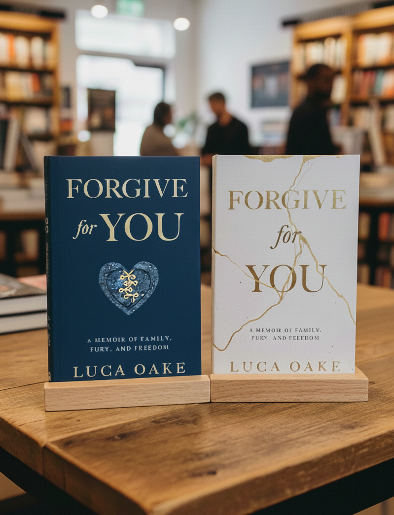 Forgive For You books displayed on a book stand in a bookstore.