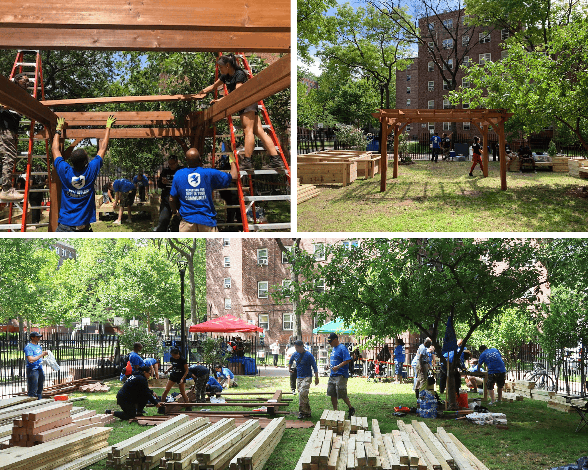 Garden builds with the Patterson NeighborhoodStat stakeholder team, city agency partners and the volunteer organization Mission Continues in 2019.