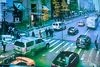 A traffic camera feed depicting a Manhattan street