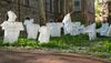 St. Mark’s Church in-the-Bowery contains 98 crosses with white T-shirts bearing the names of people who died from gunshots