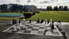 A giant chess set on the grounds of the Romerike prison outside of Oslo