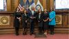 Then-mayor-elect Eric Adams poses with five women to be appointed as his deputies. From L-R: Lorraine Grillo, Meera Joshi, Eric Adams, Maria Torres-Springer, Sheena Wright, Anne Williams-Isom
